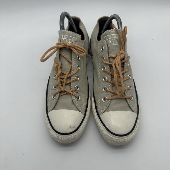 Mens 7 Women 9 Converse All Star Ox 153578F Gray Brown Leather Unisex Shoes - Picture 3 of 9